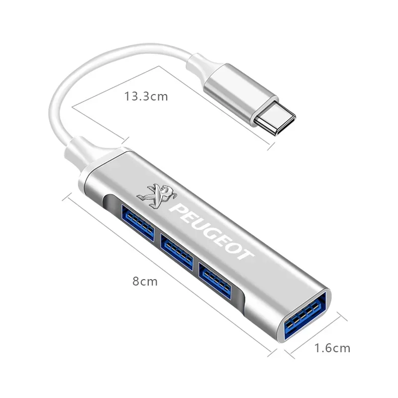 Модный USB-адаптер Type-C многопортовый распределитель-концентратор для Peugeot 308 408 508
