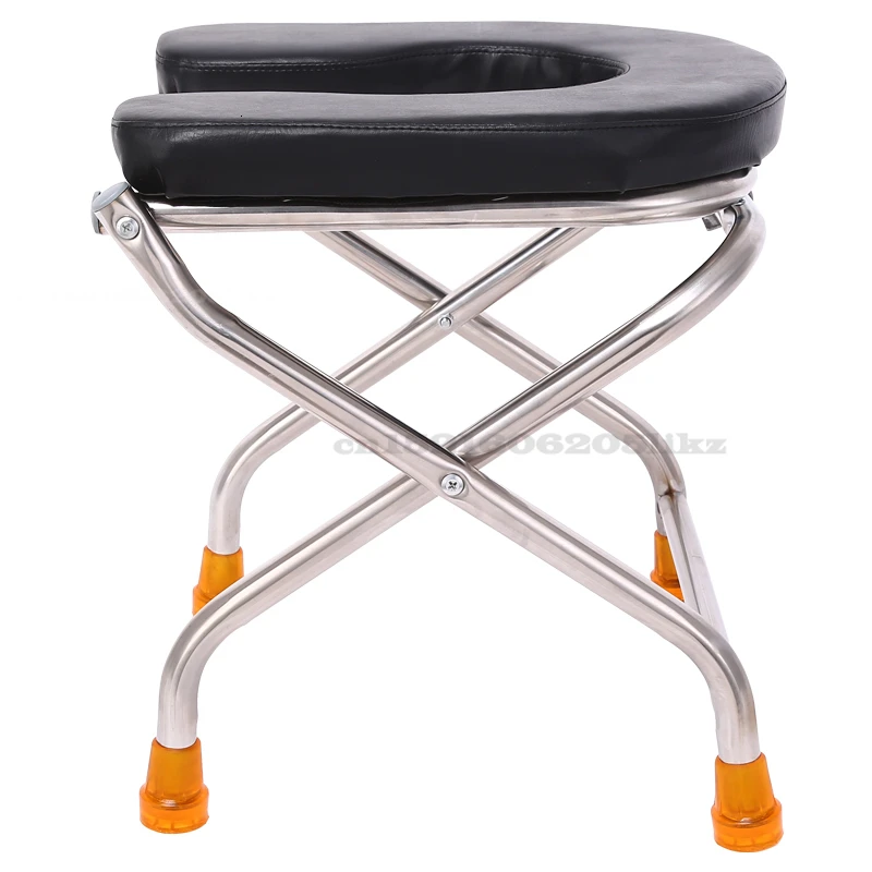 

U Shape Fold Sit Stool Toilet Chair For Elderly And Disabled Pregnant Woman Closestool Stainless Steel Seat