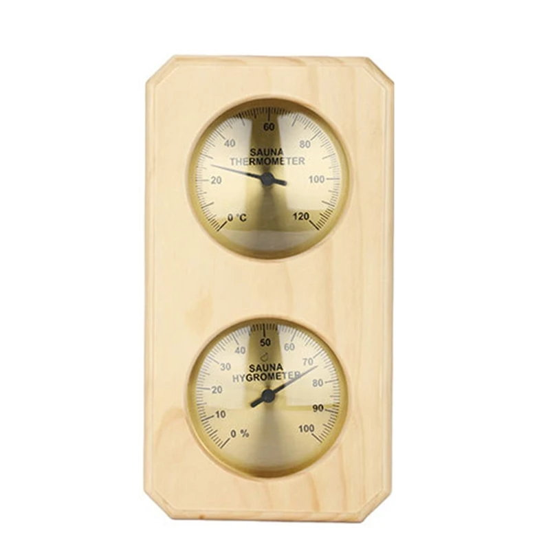 

Sauna Thermometer 2 in 1 Wooden Sauna Hygrothermograph Indoor Celsius Thermometer & Hygrometer for Hotel or Sauna Room