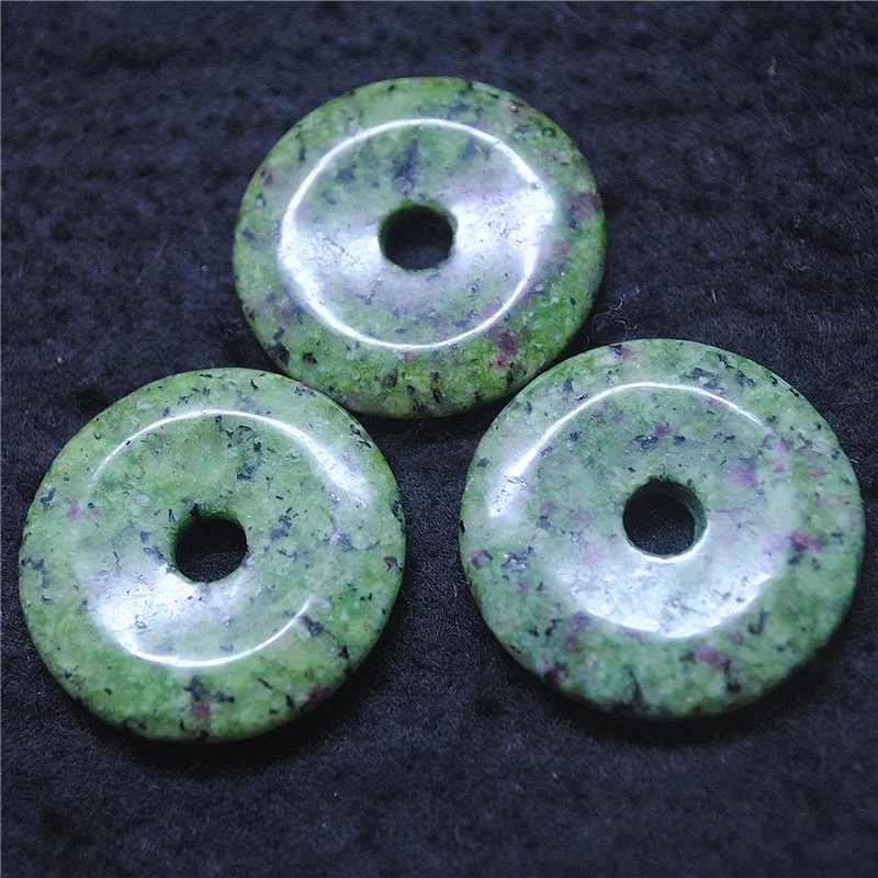 

3PCS Nature Green Jasper Pendants Round Donuts Shape 30MM For Women Necklace Making Findings Wholesale Price Free Shippings