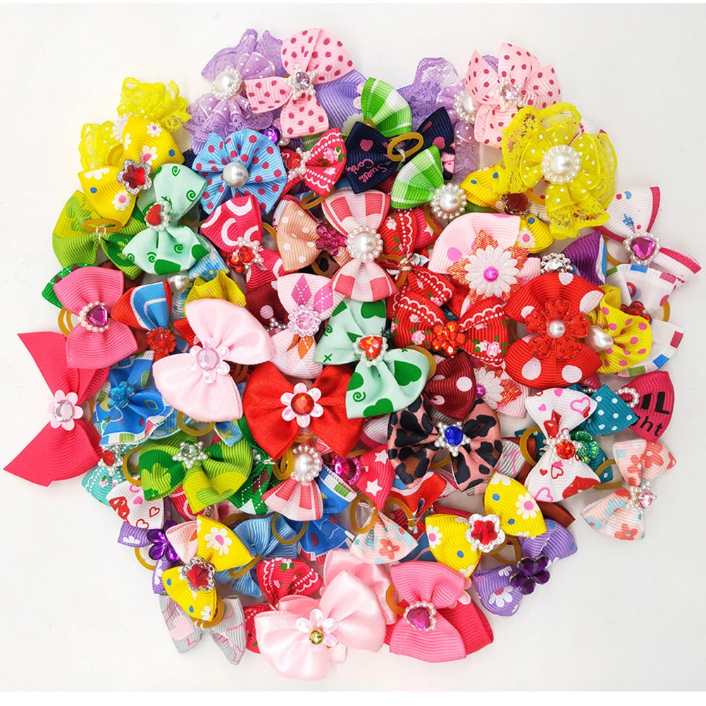 

Dog Bows Hairaccessories Dogsbands Grooming Ties Clips Girl Pets Puppy Bow Pet Rubber Topknot Elastic Kit Clip Cuteanimals