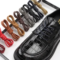 1pair leather shoelace waxed shoelaces for shoes soild cotton boot laces waterproof strings round sports running rope shoe lace
