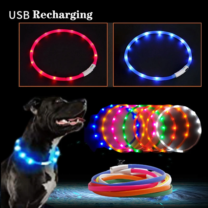 USB Charging Dog Collar Led Light Flashing Night Cat Collars Luminous Pet CollarNeck Decoration Glowing In Dark | Дом и сад