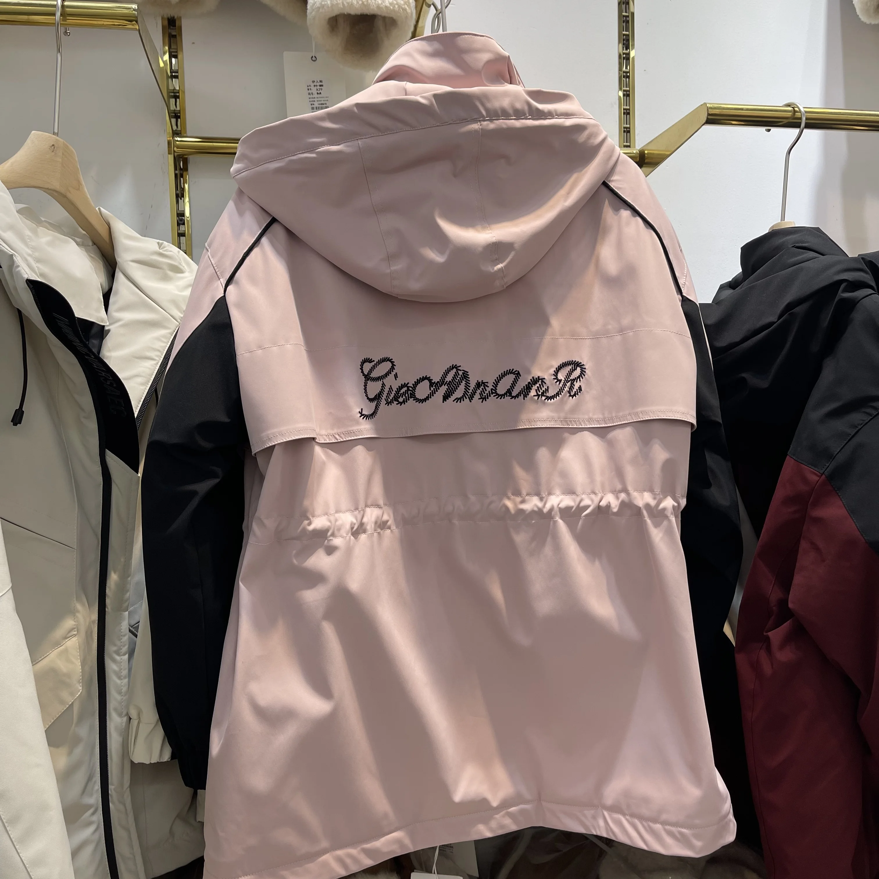 Mid-Length Hood Embroidery Fleece-lined Thickened Trench coat Outerwear Women 2024 Winter New Western Sle Waist Hugging Sli...