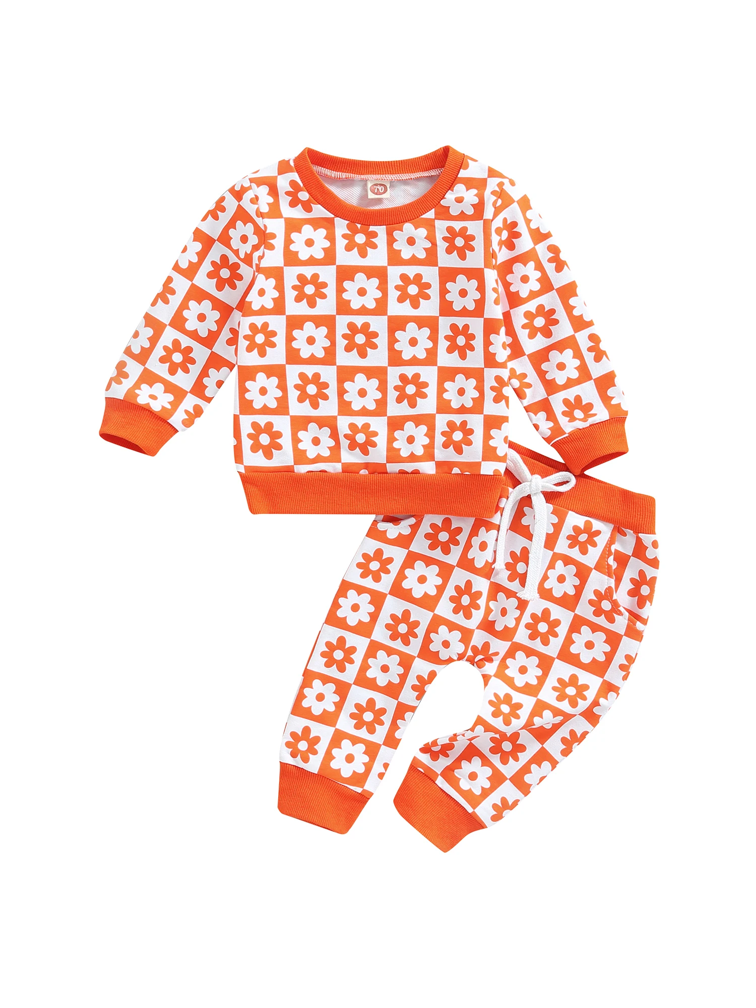 

Toddler Baby Boys Girls Clothes Long Sleeve Crewneck Pullover Sweatshirt Tops Long Pants 2PCS Fall Winter Outfits Set