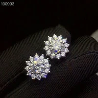meibapjtop quality moissanite stud earrings 925 sterling silver fashion flower earrings fine jewelry for women