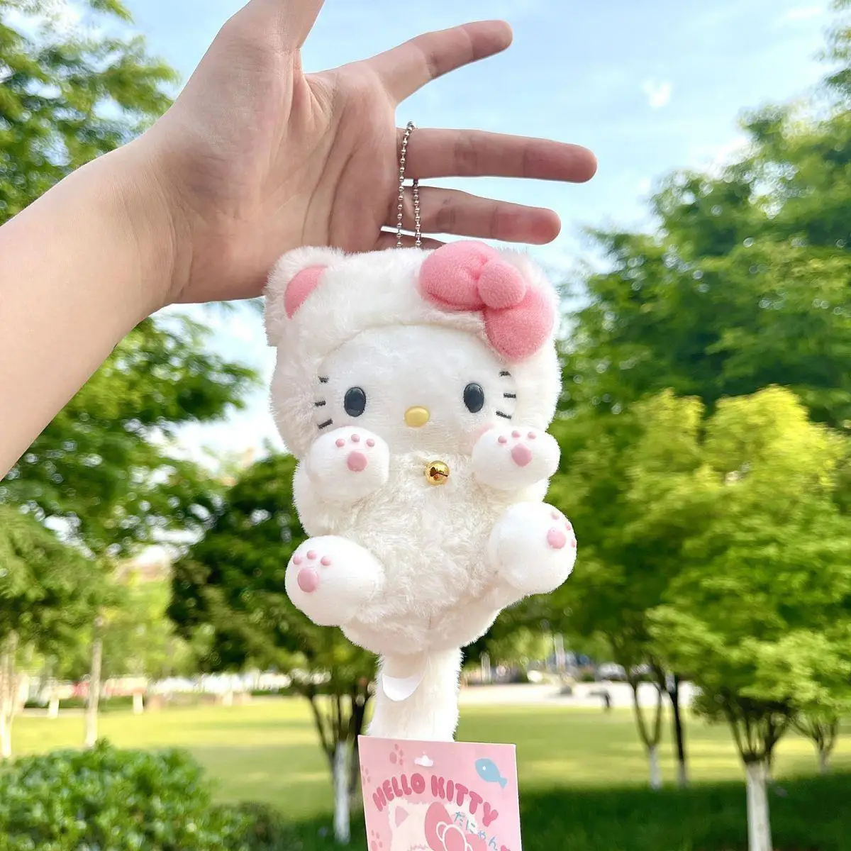 

15Cm Kawaii Sanrio Hello Kitty Plush Keychain Toys Doll Animal Kitten Stuffed Toys Girl Kawaii Car Keys Decor Birthday Gift