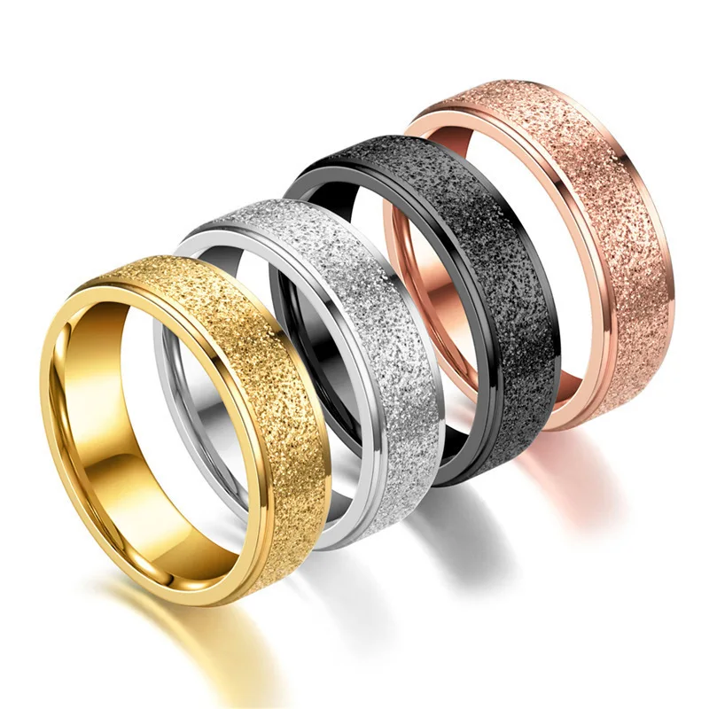

2/4/6mm Women Rings Stainless Steel Frosted Gold/silver Ring Jewelry Wedding Party Ring Simple Fashion Titanium Steel Ring
