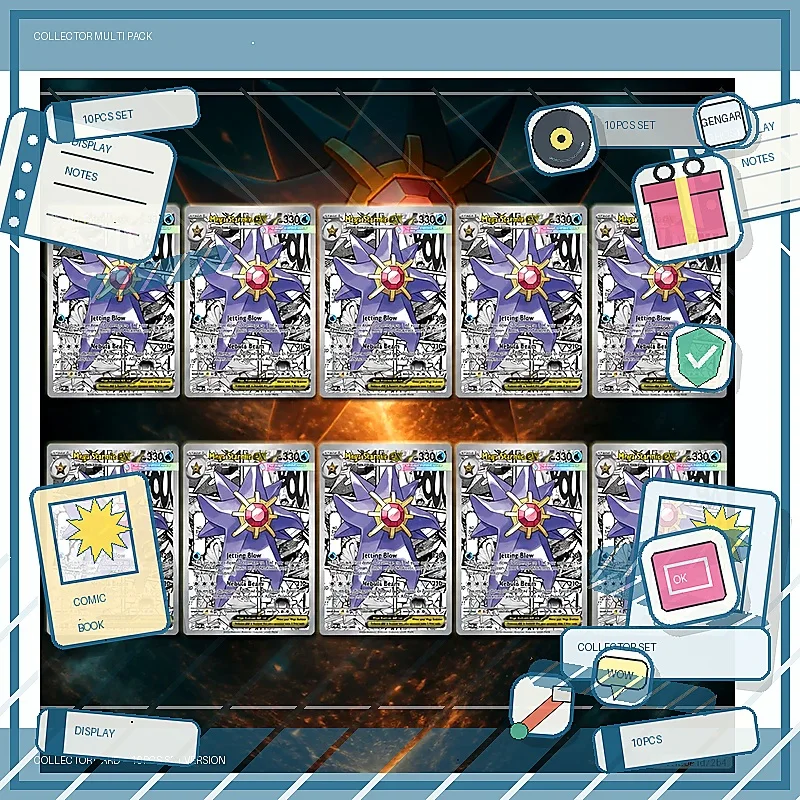 Фото Коллекционные карты Mega Starmie ex 102/088 для самостоятельного изготовления, классическая игра, аниме-карты, подарок, игрушка, набор из 5 или 10 штук №2