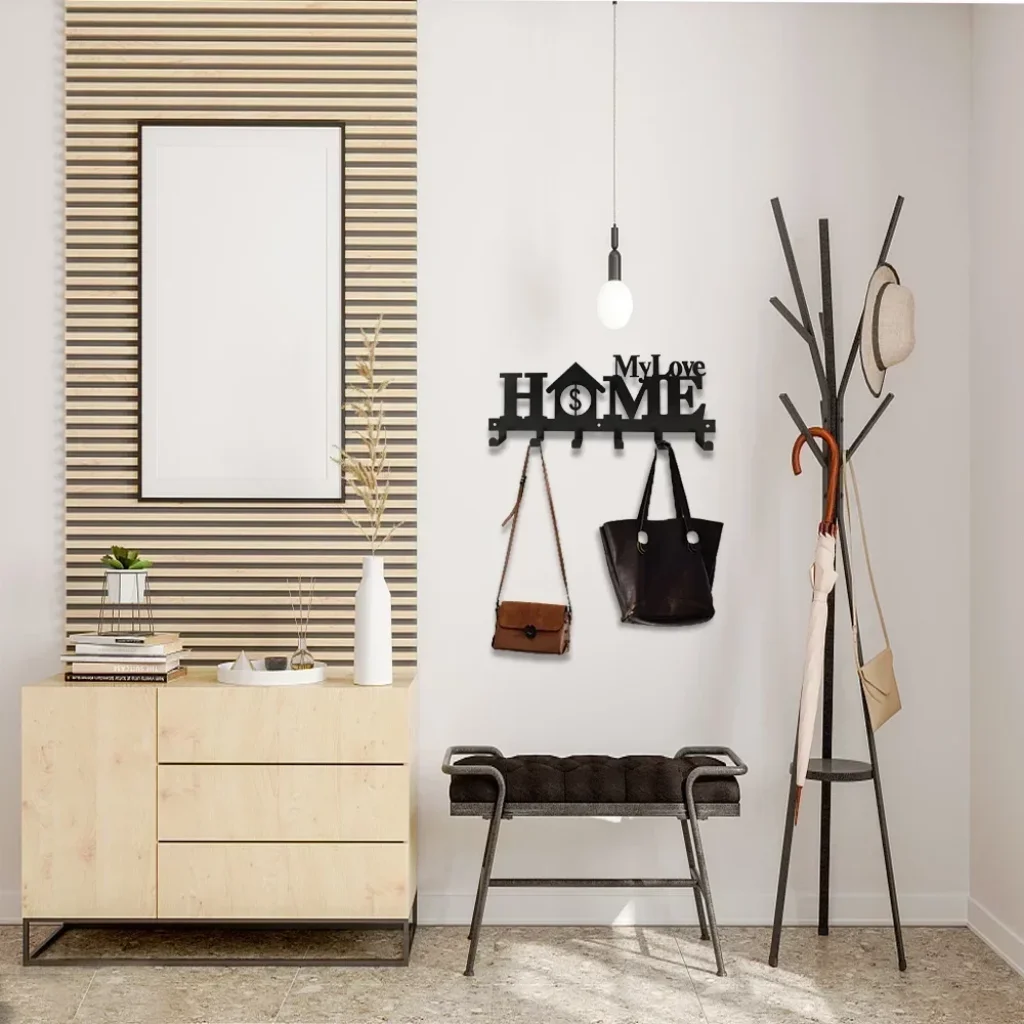 Декоративный металлический настенный держатель для ключей с 6 крючками