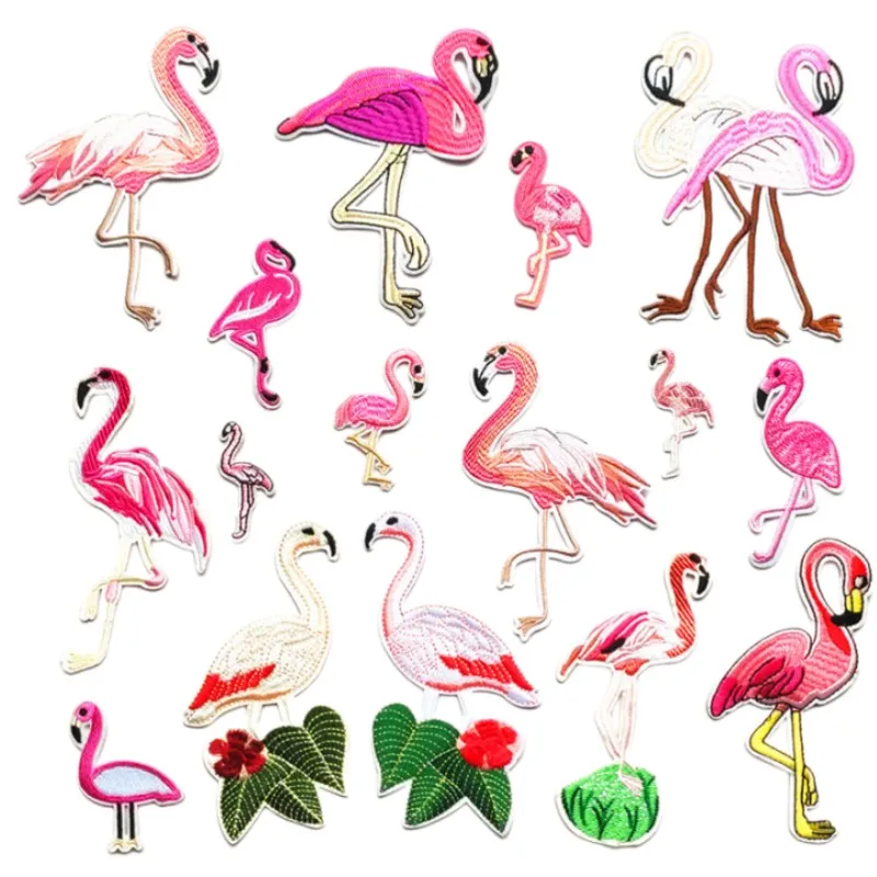 

New Flamingo Embroidery Patches for Clothing Decoration Applique Diy Badges Iron on Patches for T-shirt Jackets Stickers