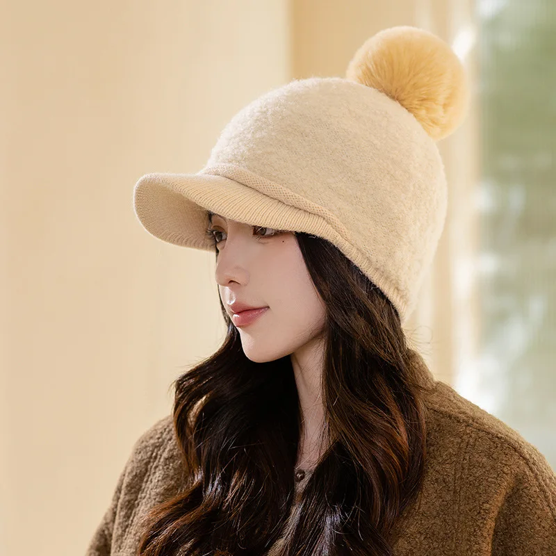 Женская осенне-зимняя корейская модная бейсболка зимняя универсальная меховая