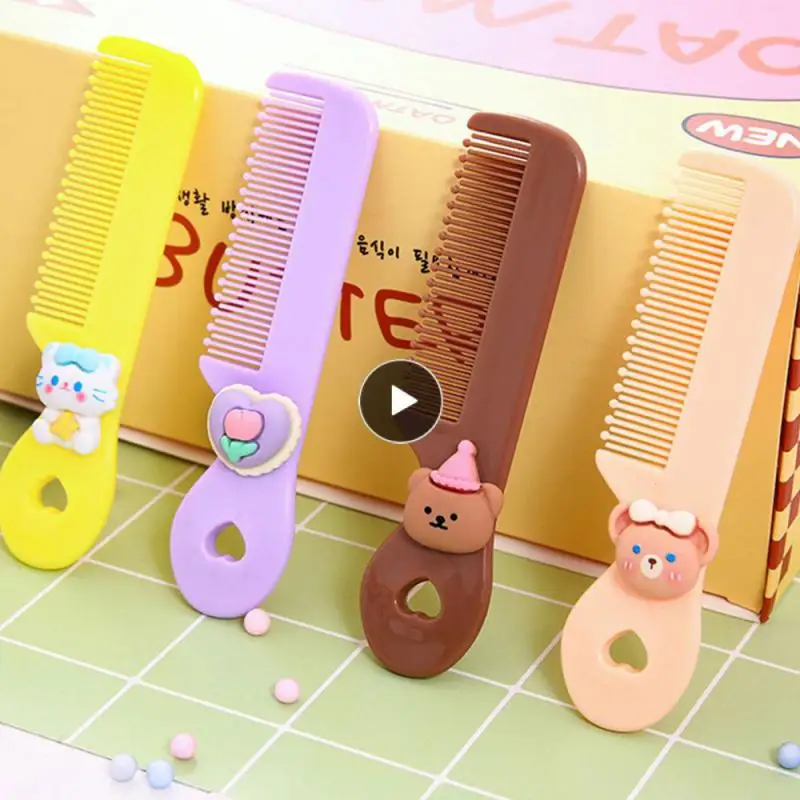 

Расческа с гладкой ручкой для малышей мультяшная Расческа с закругленными зубцами портативная расческа для матери и ребенка ежедневный уход маленький