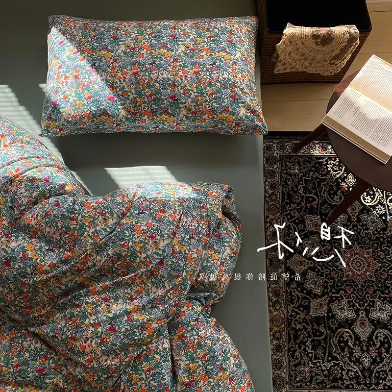 

Floral Vintage Knitted Three Or Four-Piece Tianzhu Cotton 100 Super Soft Sleep Naked Quilt Cover Bed