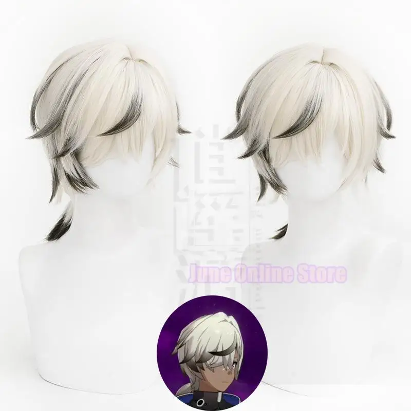 

Honkai Star Rail Arlan Cosplay Wig 35cm Short Wig Silver White Black Wig Cosplay Anime Cosplay Wig Heat Resistant Synthetic Wigs