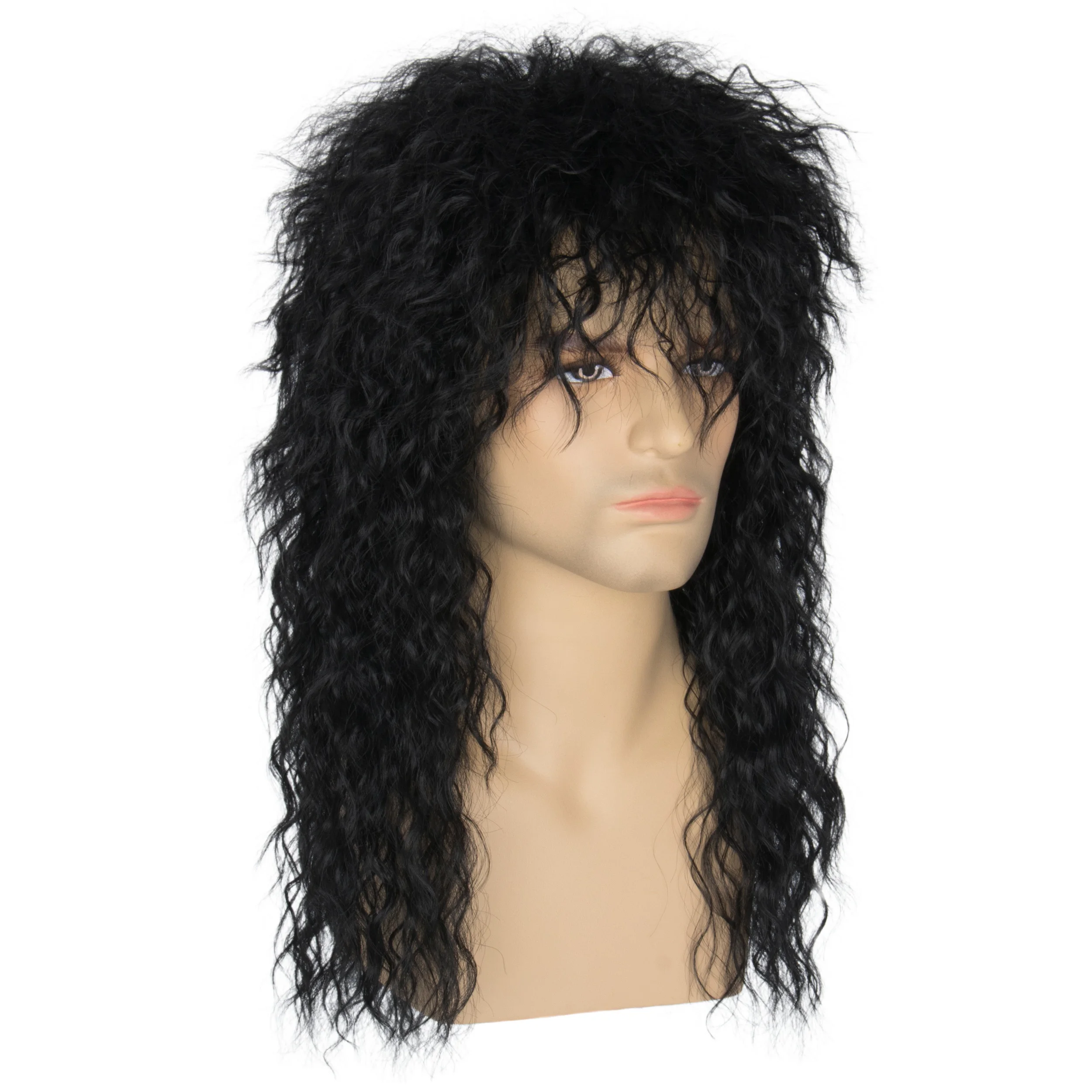 Костюмы на Хэллоуин 70s 80s качающийся чёрный длинный пушистый кудрявый