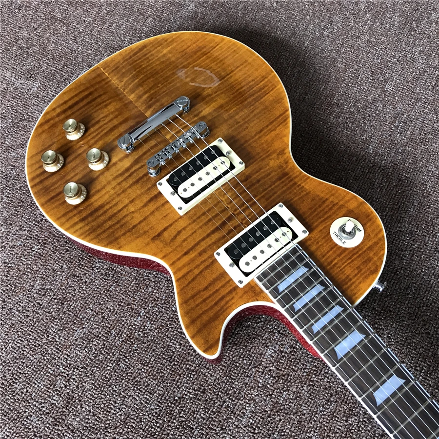 

Новое поступление, под заказ, коричневая электрическая гитара с цельным корпусом и шеей и 2 пикапами зебры, хромированная фурнитура, высокое...