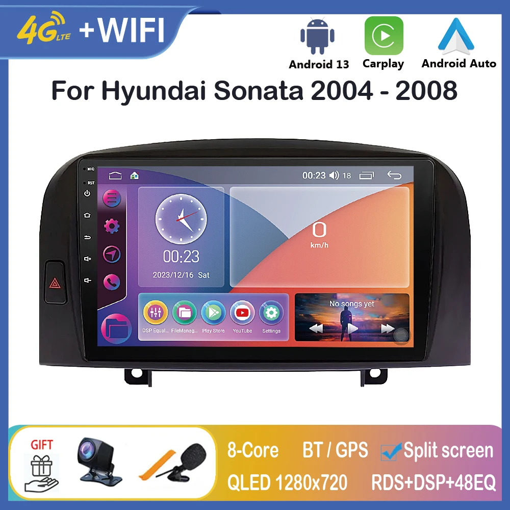 Фото Автомагнитола мультимедийный плеер для Hyundai Sonata NF 2004 - 2008, Хендай Соната Carplay Android Auto 2 Din магнитола для авто, навигация, автомобильные интеллектуальные системы №1