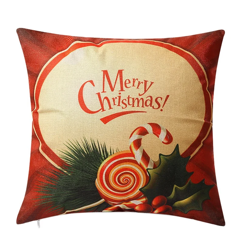 

Рождественская наволочка, квадратные домашние украшения в виде Санты, льняные рождественские наволочки для подушек, наволочки для дивана, ...