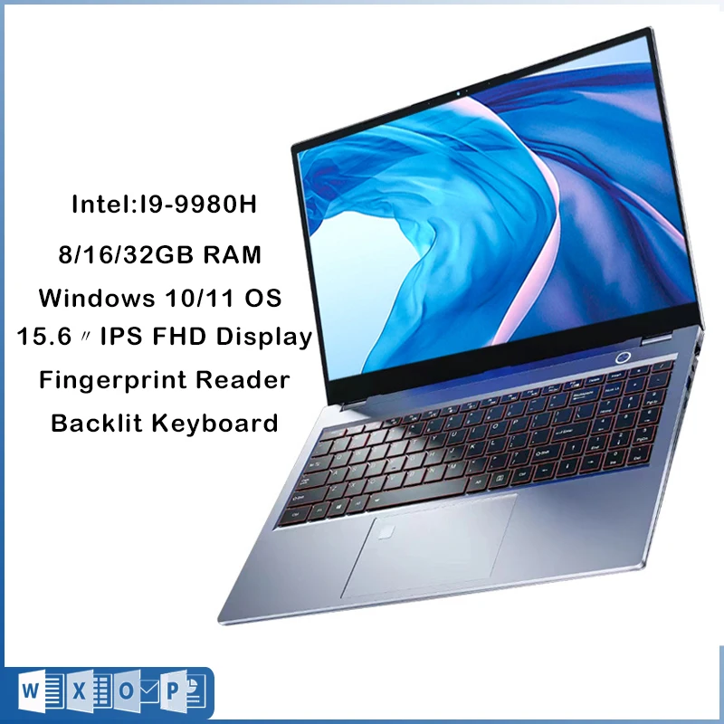 

Новый ноутбук intel I9-9880H металлический чехол 15,6 дюймов Windows 11/10 OS 32 Гб RAM офисный игровой ноутбук