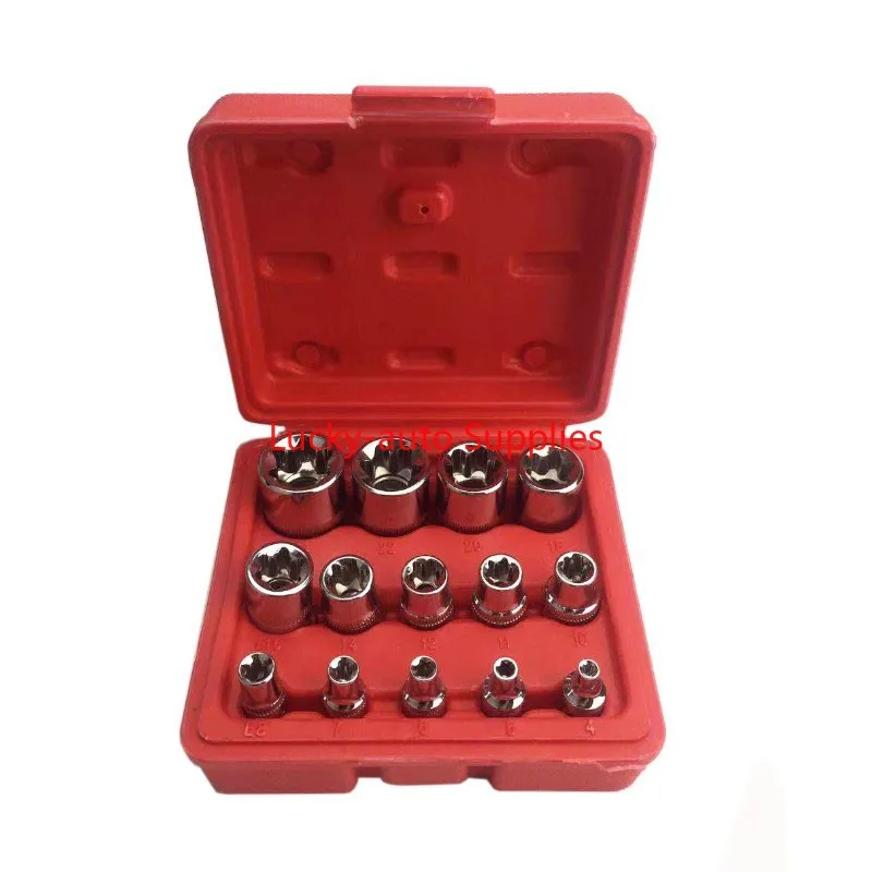 

14Pcs/set Female E Type Bit Sockets Wrench Head E4 - E24 1/4" 3/8" Torx Star Sleeve Set Auto Repair Hand Tools