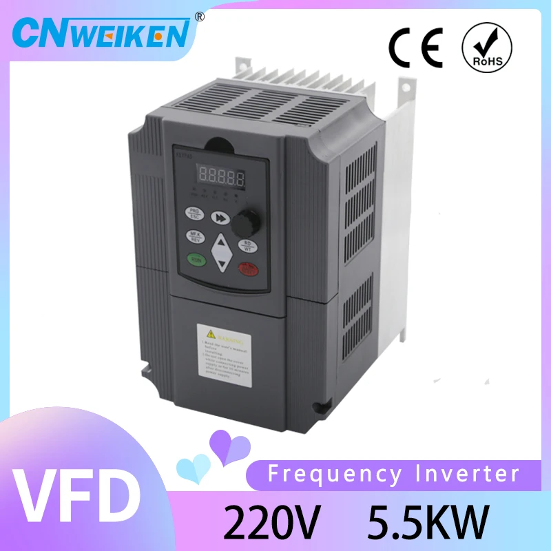 

Преобразователь частоты VFD, переменный ток 220 В, 0,75, 1,5, 2,2, 5 кВт, частотно-Регулируемый преобразователь, контроллер скорости инвертора для 3-фазного двигателя