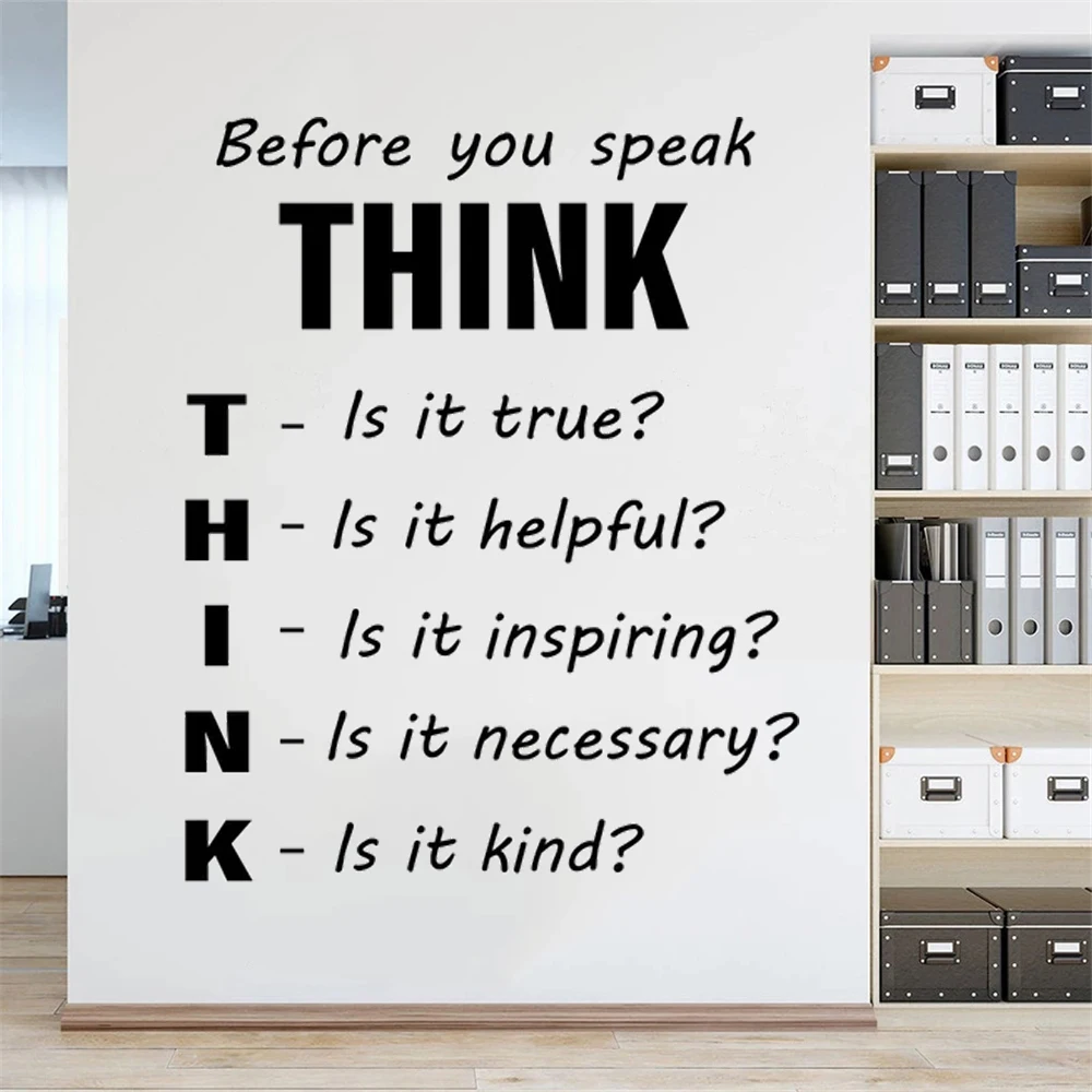 

Наклейки на стену «Раньше говорите, думайте», виниловые наклейки для украшения офисной спальни, Съемный Плакат HJ2029