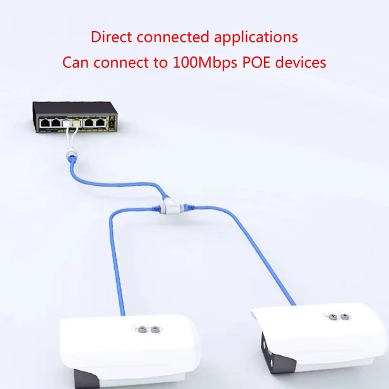 Трехусторонний разъем RJ45 сплиттера POE 2-в-1 для системы мониторинга сетей