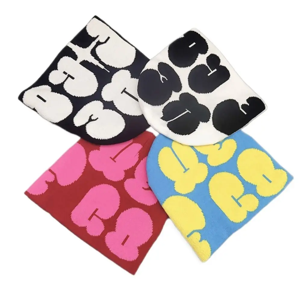 

Wool Acrylic Knitting Cap Hat Gift Y2k Warm Beanie Bonnet Letter Printing Ins Cold Cap Outdoor