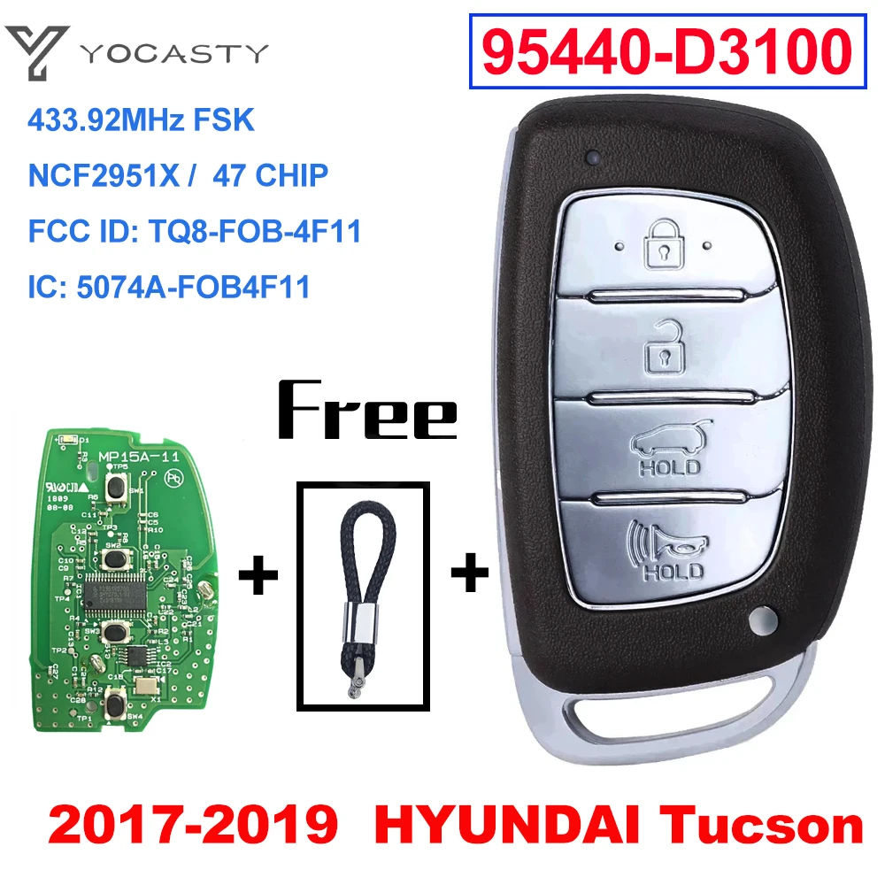 Yocпластика 95440-D3100 TQ8-FOB-4F11 безключевой смарт-ключ для автомобиля 433 92 МГц FSK NCF2971X 47