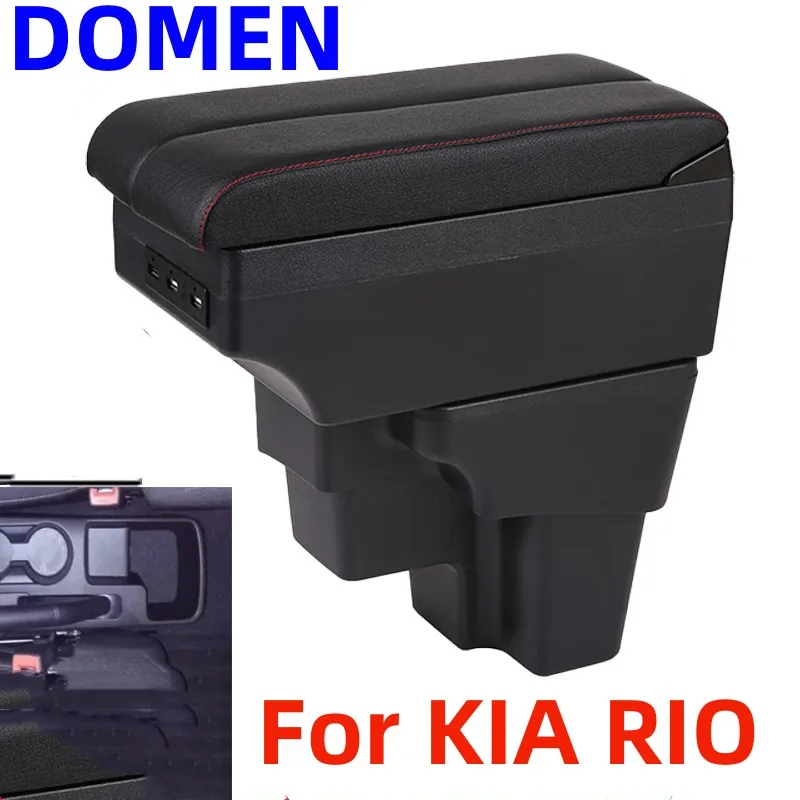 

For KIA RIO Armrest box Interior Parts Car Central Content With Retractable Cup Hole Large Space Dual Layer USB DOMEN