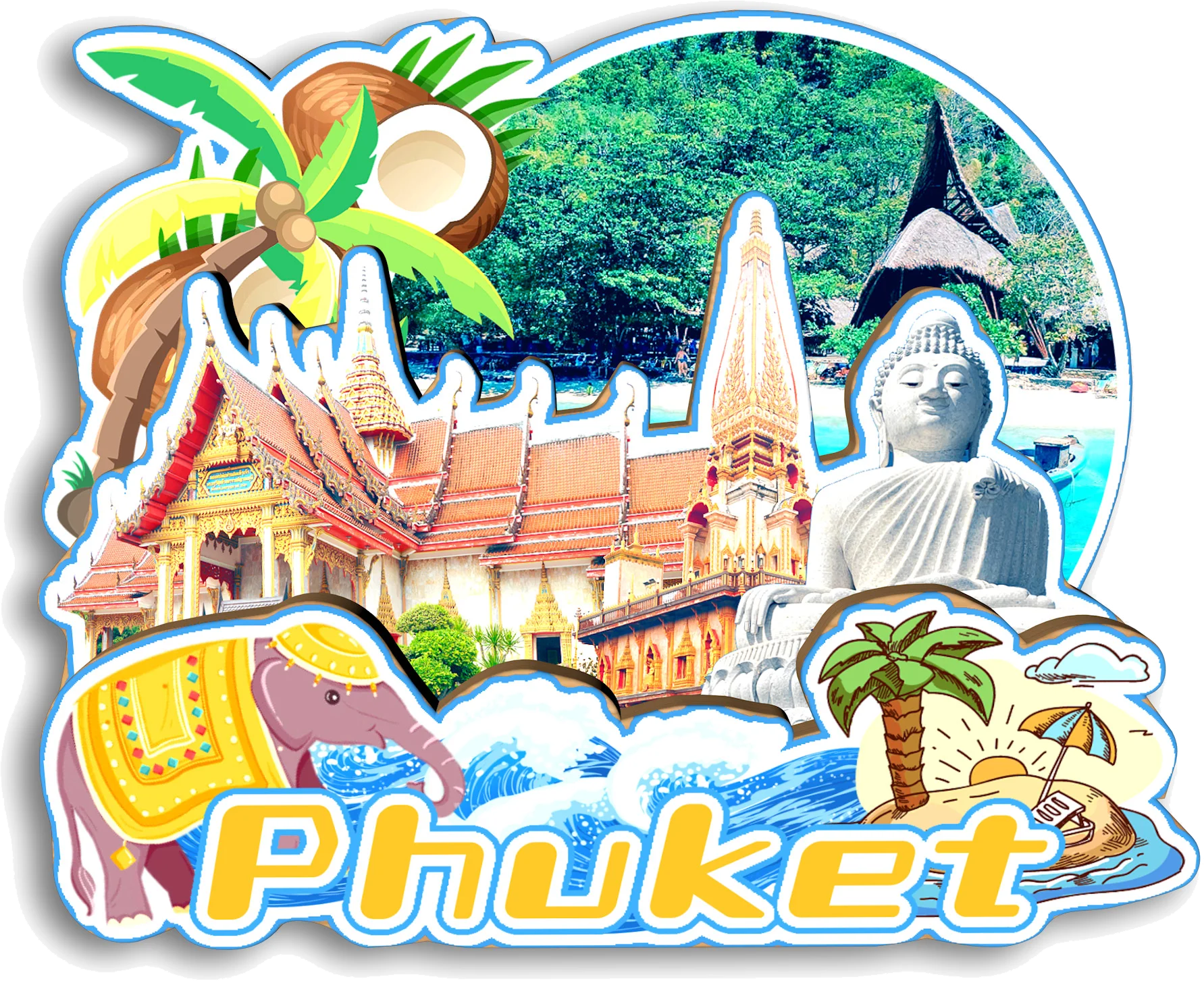 Bangkok Phuket Chiang Mai Krabi Pattaya Таиланд Магнит на холодильник Путешествия Сувенир Подарок Декоративная наклейка на холодильник ручной работы (art.: 3920cd3da0f7e) - 3920cd3da0f7e