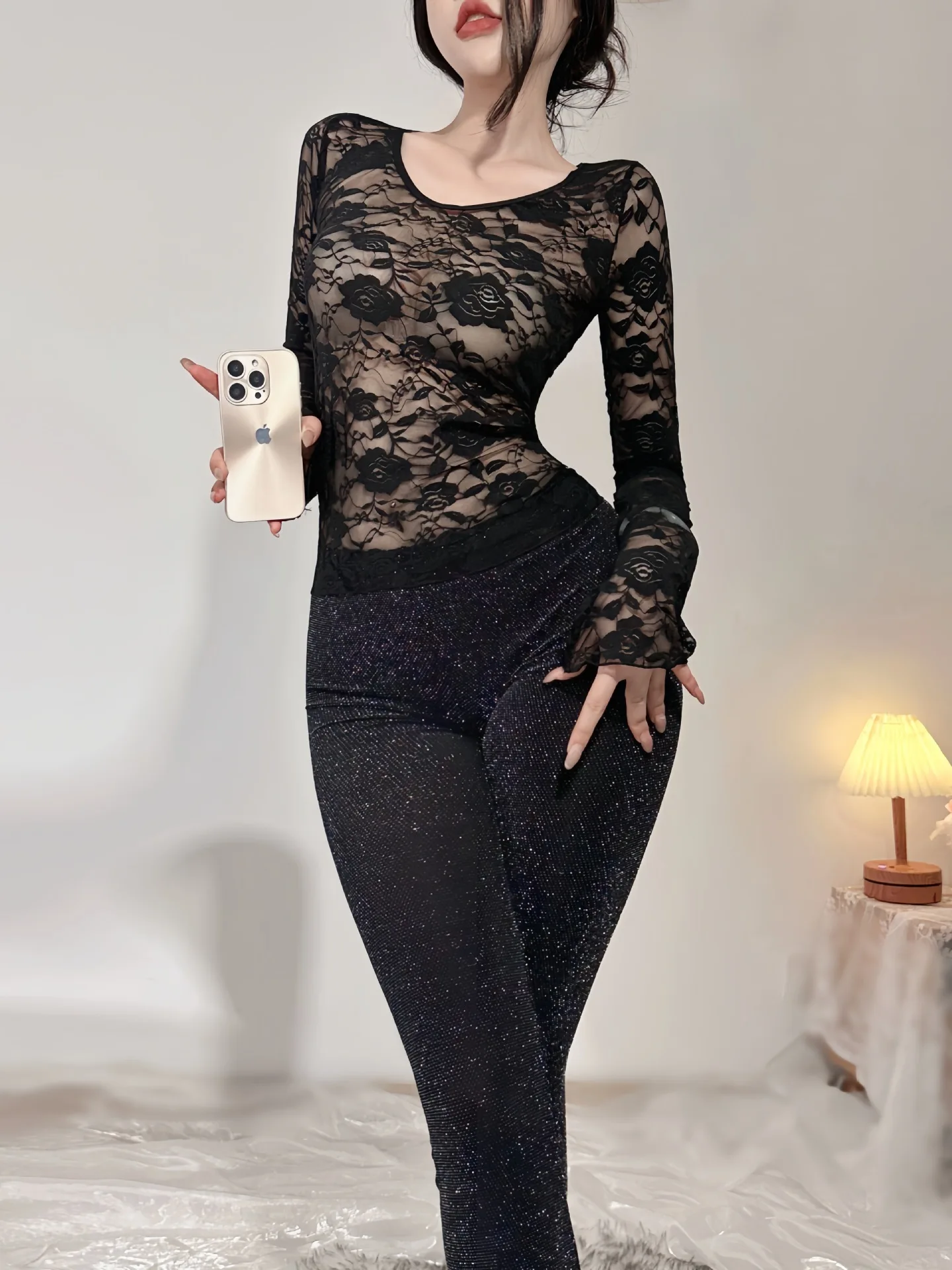 Женский прозрачный комбинезон с высокой талией размер S - XXXL цвет в ассортименте