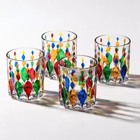 designer hand painted crystal glass foreign wine cup high color value color european enamel whisky cup