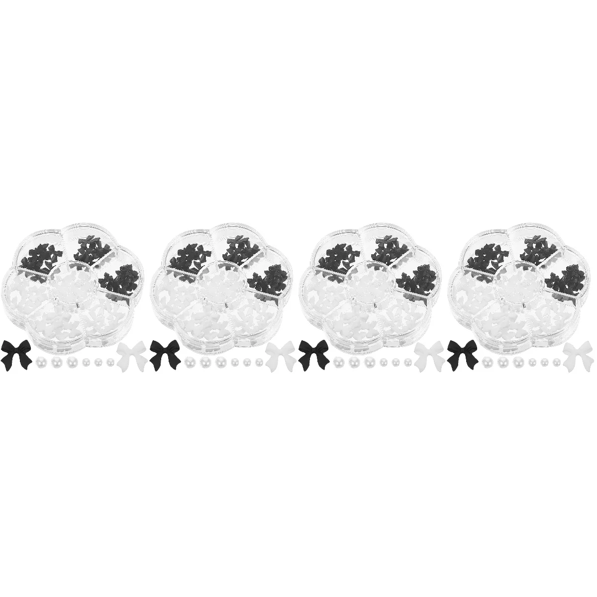 

4 Boxes Rhinestone Decor Nail Bowtie Girl Jewelry Nail Beads Nail Embellishments Manicure Bowknot Decorate Nail Accessories