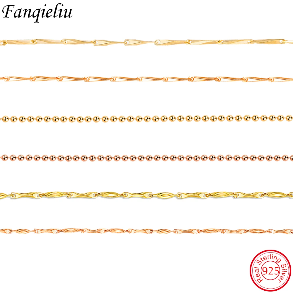 

Fanqieliu Gold Accessories Chain Real 925 Sterling Silver Necklace For Women New Jewelry Best Gift Girl FQL22005