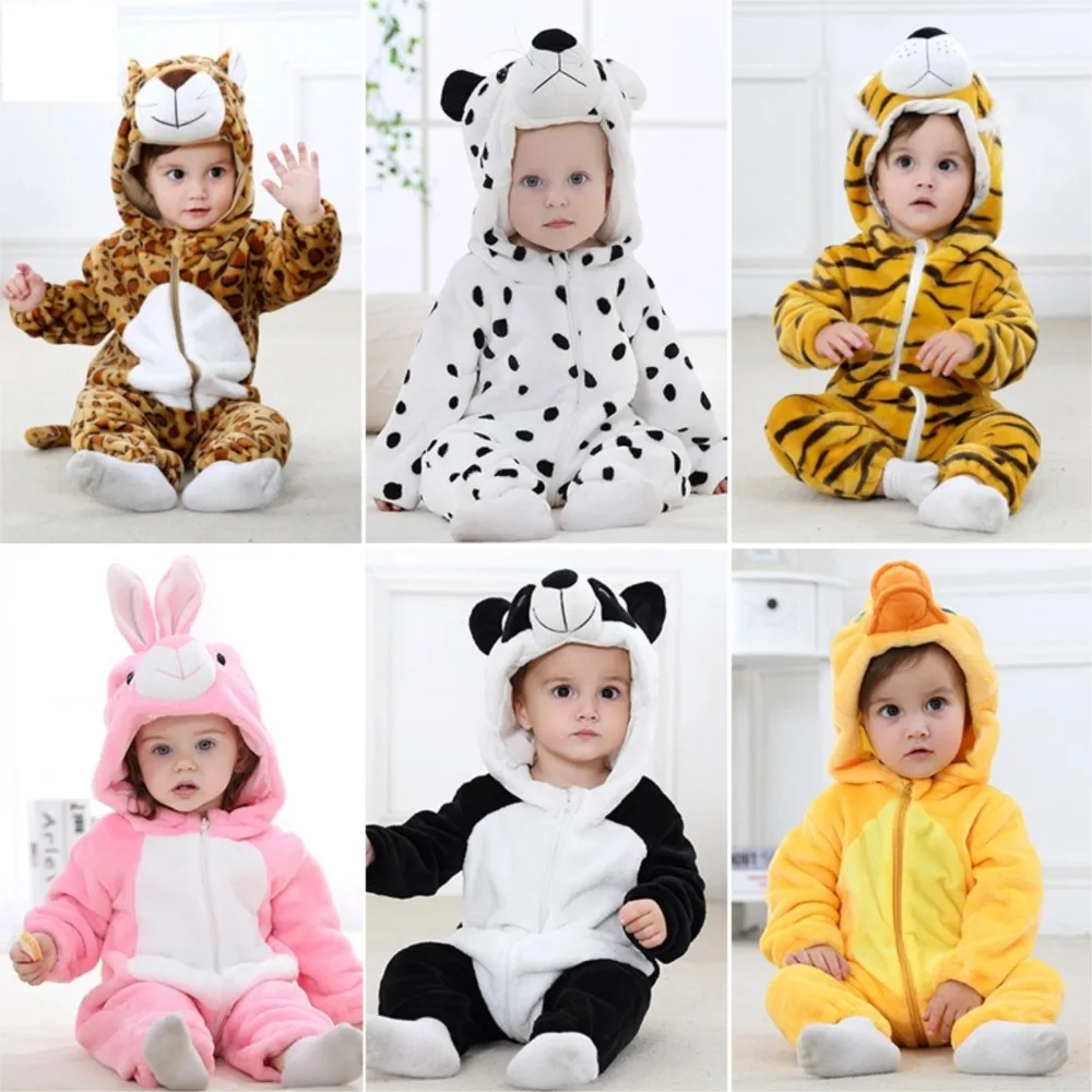 

Baby Rompers Winter Flannel Costume Jumpsuits Toddler Infant Clothes Kids Overall Duck Owl Panda Tiger Pig Cow Rabbit Ropa Bebe