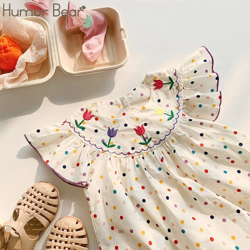

New Floral Knee Length Dress With Lace Collar And Flared Sleeves For a Sweet And Ladylike Look Vestidos Casual Outfit 3-7Y