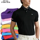 Мужская летняя рубашка-поло с коротким рукавом, из 100% хлопка