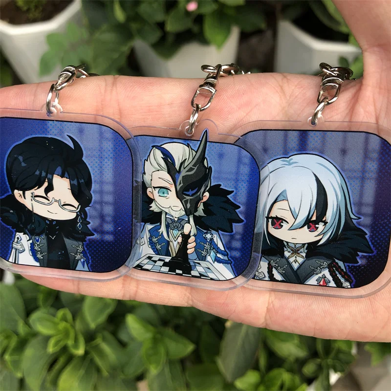 

Anime Genshin Impact Fatui Keychain Cosplay Accessories Key Chain Pendant Cartoon Badge Prop Christmas Gift