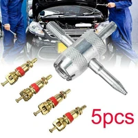 5pcs car tire repair tool automobile valve cores air conditioningwith 4 in 1 tyre tire valve stem remover repair tool