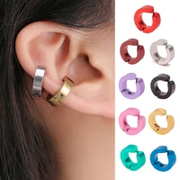 chic women earrings anti rust round circle pure color clip earrings clip earrings ear clip 1 pc