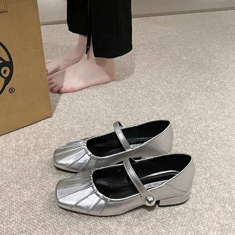 

Женские кроссовки на низком каблуке, повседневные осенние модельные туфли на плоской подошве с квадратным носком, осенняя удобная обувь с резиновой подошвой, 2023