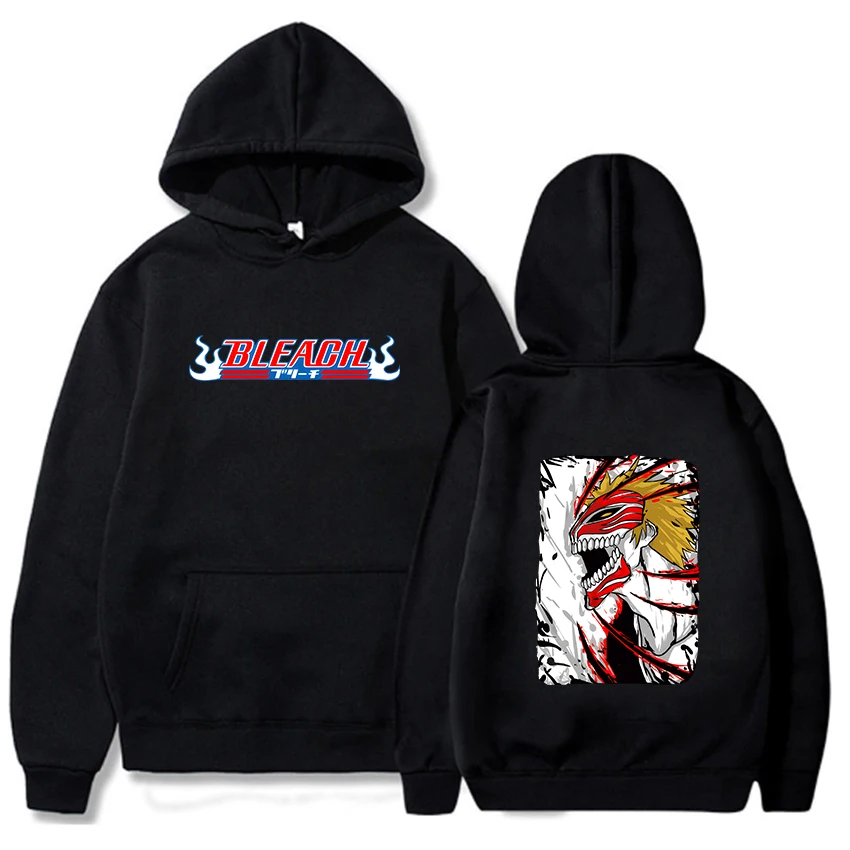 

Bleach Anime Harajuku Hoodies Manga Hip Hop Mens Sweatshirts Gothic Cool Ichigo Kurosaki Pullovers Cartoon Retro Graphics Hoodie
