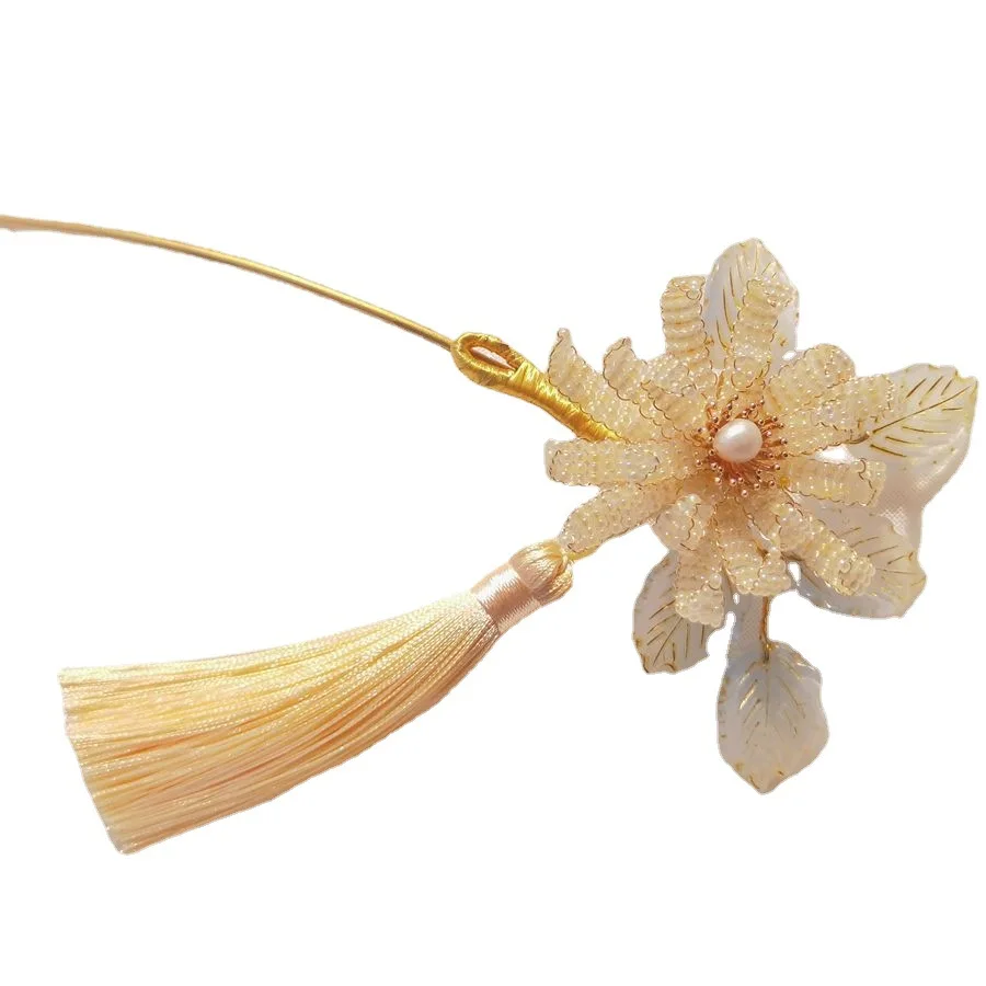 

Archaistic Headdress Han Costume Hairpin Simple Daily Girl Handmade Beads Hair Accessories Tassel Hair Clasp