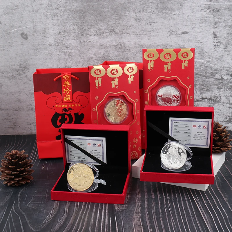 Памятная монета ко году быка золотой серебряный Декор | Дом и сад