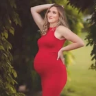 Новинка 2022, модное элегантное платье для беременных с круглым вырезом и коротким рукавом, платья для беременных и кормящих мам для фотосессии, Одежда для беременных