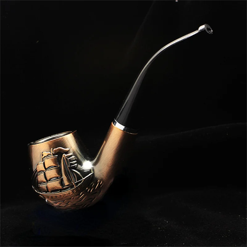 

2023 New Hot-selling classic old-style pipe electroplated bronze and copper, smooth sailing pipe, sailing ship resin