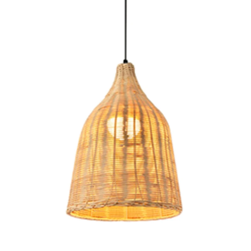 

Retro Bamboo Weaving Chandelier Lamp Hanging LED Ceiling Lamp Droplight Fixtures For Restaurant Living Room Decoration