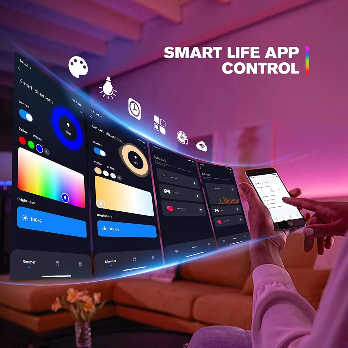 Сетчатый Bluetooth контроллер для светодиодной ленты LM053 4.2 RGB CCT RGBW DC12-24V 5 в 1